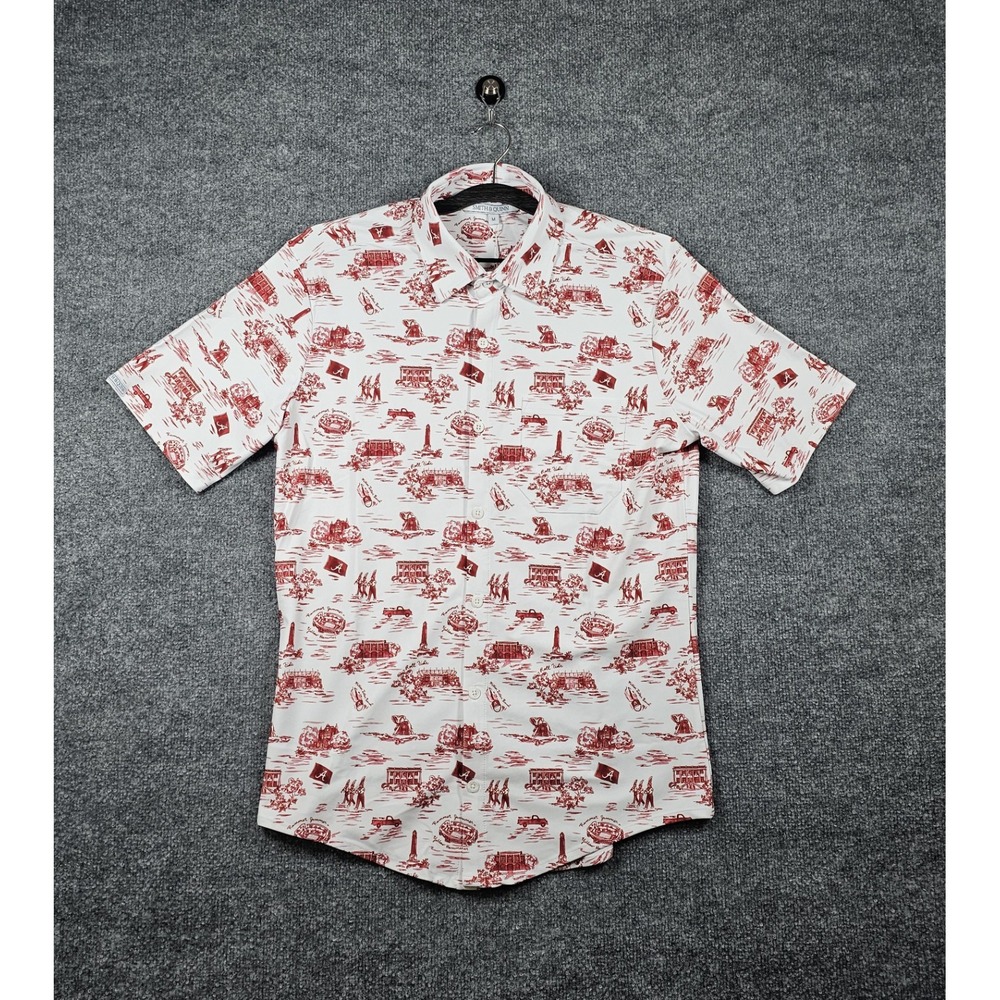 Smith & Quinn Crimson Tide Toile Boatyard Button Up Shirt Men's Medium Alabama